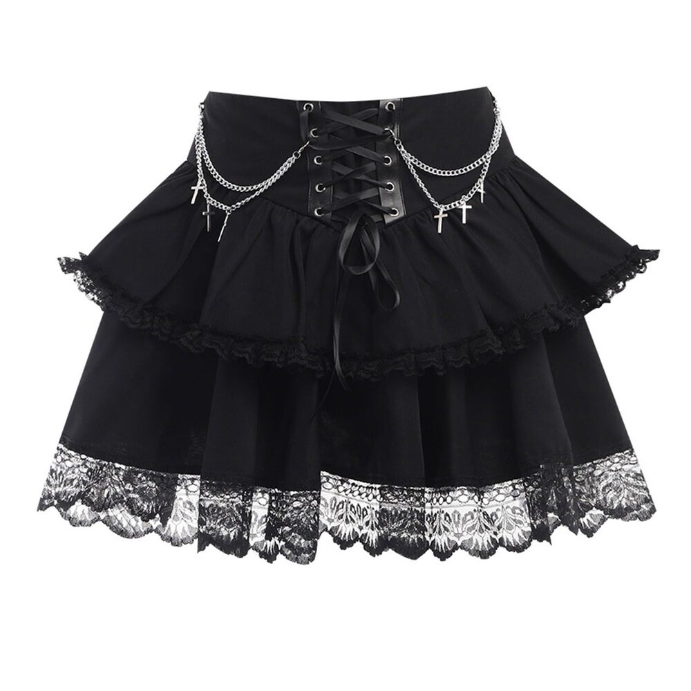 9063 Gothic Mini Skirts Cute Black A-Line Fairy Grunge Punk Y2K
